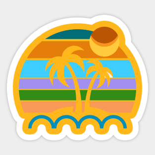 cool sunset view under coconut trees Sticker